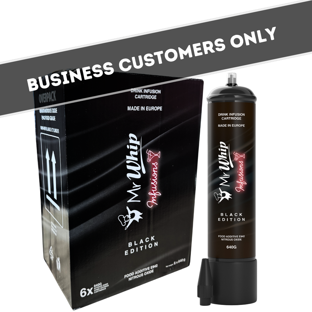 6 x Mr Whip Infusions - BLACK EDITION 640g Cylinder N2O Cream Chargers (Case)